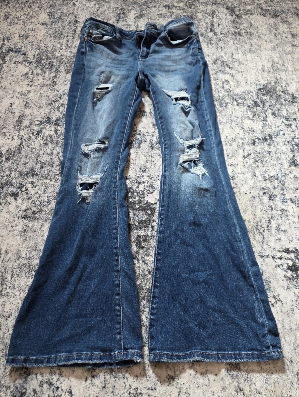 KanCan Distressed Medium Blue Flared Jeans